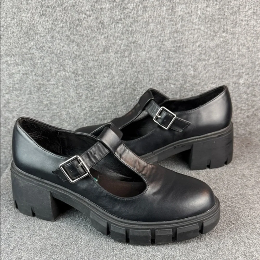 Steve Madden Girl Black Chunky Platform Mary‎ Jane Shoes Size 7.5